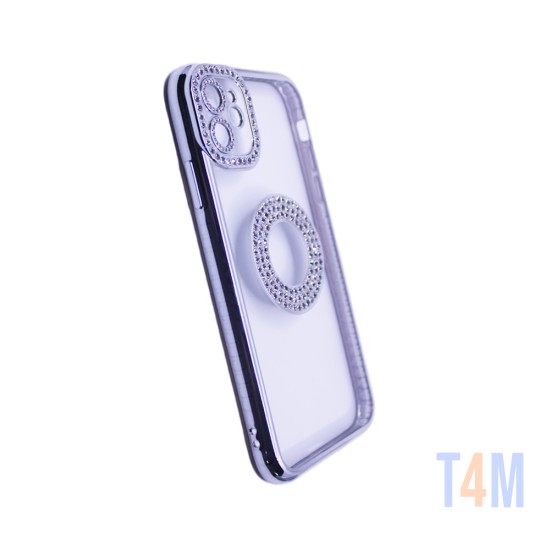 Funda de Silicona Suave con Diseño de Diamantes para Apple iPhone 11 Plata